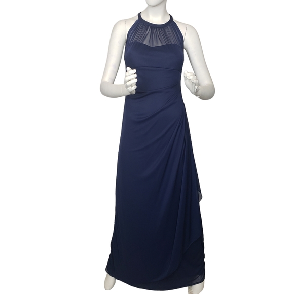 David's Bridal Illusion Sleeveless Long Gown Dress 4 - Picture 5 of 13